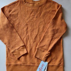 Boys' Washed Waffle Crewneck Long Sleeve Tee - Cat & Jack, Orange, XS(4-5)
